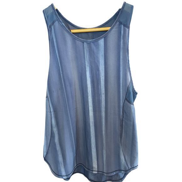 Lululemon Women 6 Sculpt Tank Brushed Spray‎ Dye White Code Blue Mesh Back Long - Picture 2 of 12